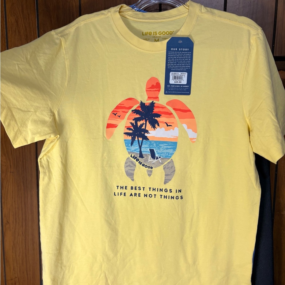 Life Is Good Yellow Turtle Graphic Tee